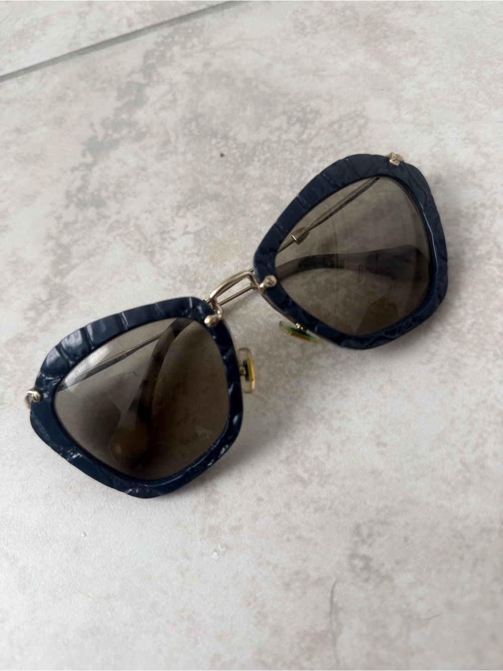 Miu Miu SMU10N "Noir" Collection Cat-Eye Sunglasses - Navy